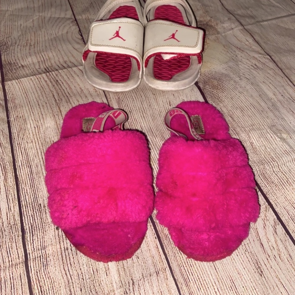 pink sandal bundle Jordan’s and Uggs